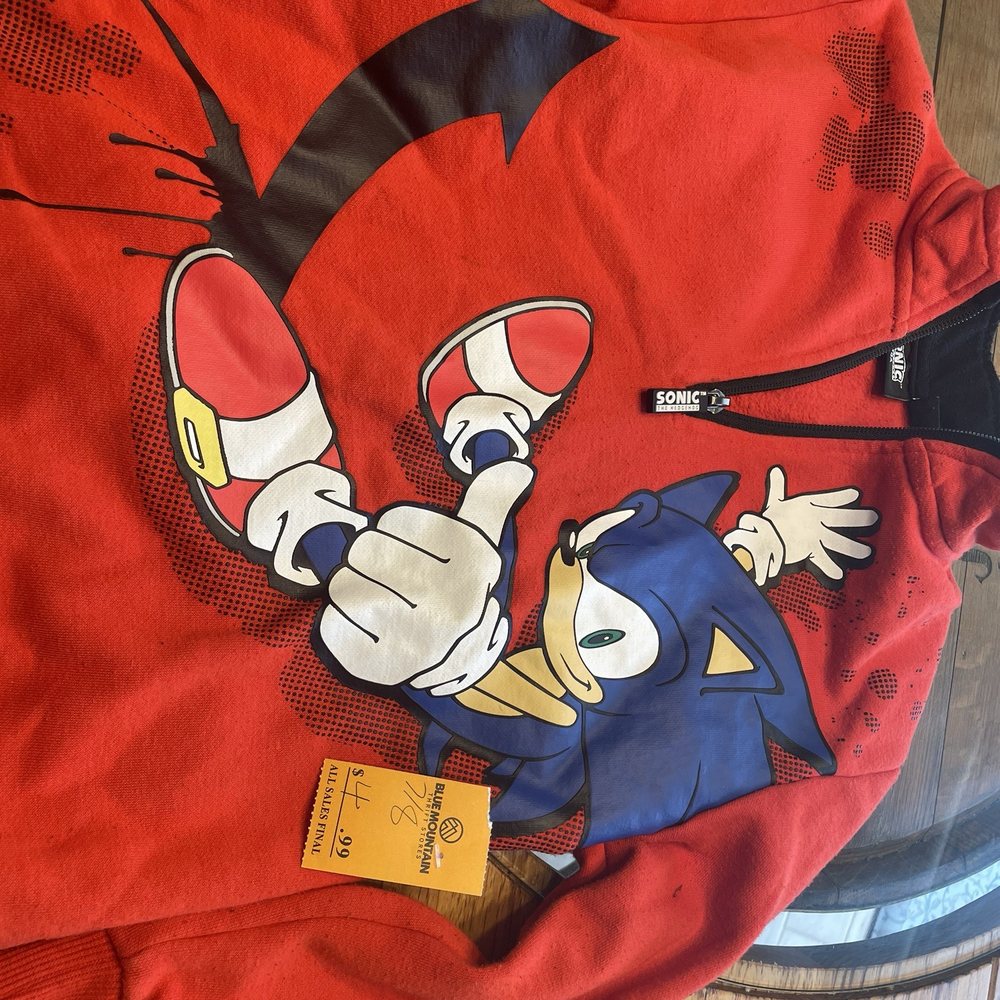 Blue Mountain Thrift Store - Boys Sonic sweatshirt, good quality for cold weather, only $4.99 - Thrift Stores Near Me - Palmyra, Pennsylvania Blue Mountain Thrift Store - Boys Sonic sweatshirt, good quality for cold weather, only $4.99 - Thrift Stores Near Me - Palmyra, Pennsylvania