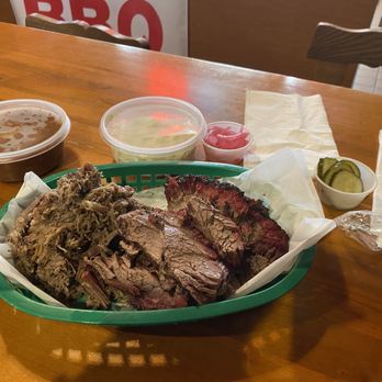 Swiss Park Bar & Grille - Smoked Brisket, Pulled Pork, baked beans, coke slaw, pickles and pickled onions - American Near Me - Newark, California Swiss Park Bar & Grille - Smoked Brisket, Pulled Pork, baked beans, coke slaw, pickles and pickled onions - American Near Me - Newark, California