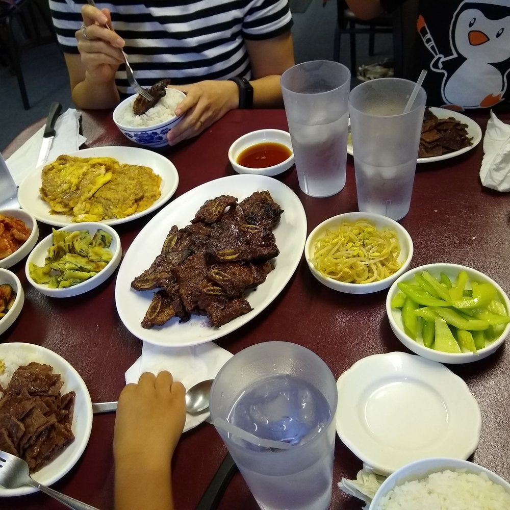 The spread - she divvied and cut up the bulgogi for our kids