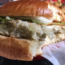 The Crab Shack - This is what they call a "halibut burger". It was more a breading burger, no halibut to it. Blech!!