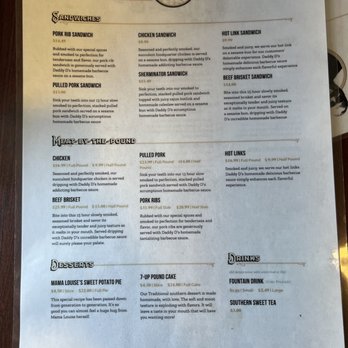 Daddy D's Southern Style Barbeque - Menu - Southern Near Me - Woodland, Washington
