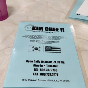 Kim Chee II Restaurant - Menu cover - Korean Near Me - Honolulu, Hawaii Kim Chee II Restaurant - Menu cover - Korean Near Me - Honolulu, Hawaii