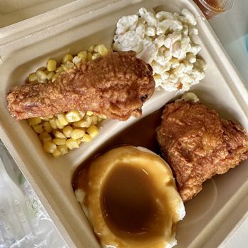 Lahaina Chicken - Two Piece Fried Chicken with Corn, Mashed Potatoes, and Mac Salad - Fast Food Near Me - Honolulu, Hawaii Lahaina Chicken - Two Piece Fried Chicken with Corn, Mashed Potatoes, and Mac Salad - Fast Food Near Me - Honolulu, Hawaii