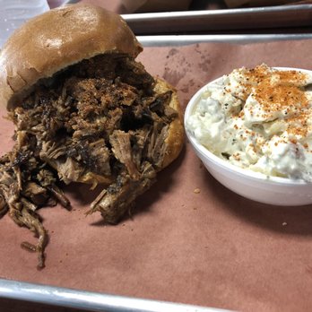 Honey's BBQ - Chopped brisket sandwich with potato salad - Barbeque Near Me - Davenport, Florida