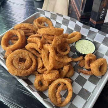 Two Birds One Stone - ONION RINGS - Beer Gardens Near Me - Kansas City, Missouri Two Birds One Stone - ONION RINGS - Beer Gardens Near Me - Kansas City, Missouri