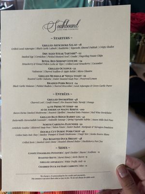 Menu photo 1 Southbound Charleston, SC Menu photo 1 Southbound Charleston, SC