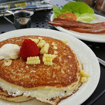 Urth Caffe - Gluten-free pancakes with a side of bacon. - Coffee & Tea Near Me - Laguna Beach, California Urth Caffe - Gluten-free pancakes with a side of bacon. - Coffee & Tea Near Me - Laguna Beach, California