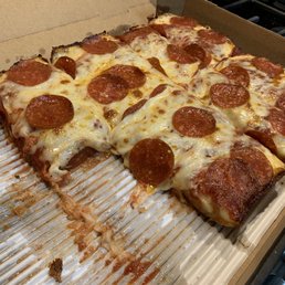 Large Detroit extra cheese double pepperoni and buttery crust!!