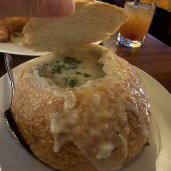 Fog Harbor Fish House - Clam chowder in a sourdough bread bowl - Seafood Near Me - San Francisco, California