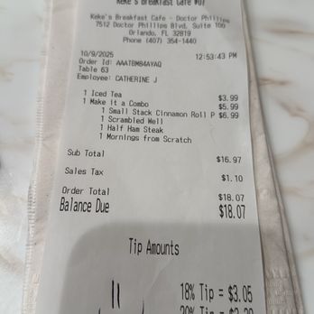 Keke's Breakfast Cafe - Bill - Breakfast & Brunch Near Me - Orlando, Florida Keke's Breakfast Cafe - Bill - Breakfast & Brunch Near Me - Orlando, Florida
