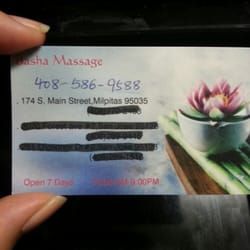 Basha Massage - Their business card.