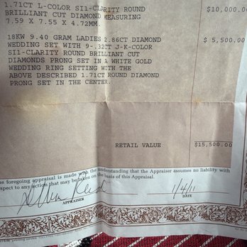 Shaw's Jewelry - Appraisal document original from shaws! - Jewelry Near Me - Houston, Texas Shaw's Jewelry - Appraisal document original from shaws! - Jewelry Near Me - Houston, Texas