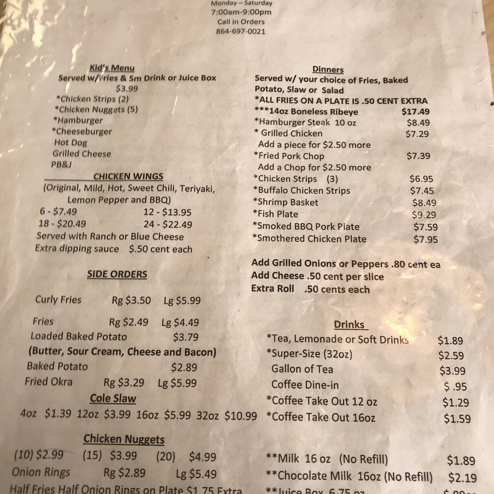 Joanna Grill - the menu of the restaurant - American Near Me - Joanna, South Carolina Joanna Grill - the menu of the restaurant - American Near Me - Joanna, South Carolina