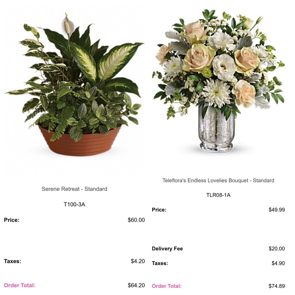 Ever-Bloom - This is a side-by-side photo of the arrangements I ordered & expected to arrive. - Florists Near Me - Omaha, Nebraska
