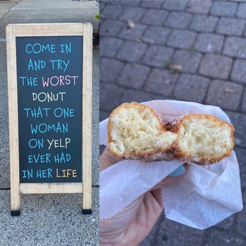 Half Moon Rondout Cafe - Sign about a crazy woman and a donut - Donuts Near Me - Kingston, New York