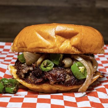 Chunk’s Burger - a beef sandwich with onions and jalapenos - Burgers Near Me - Stafford, Texas Chunk’s Burger - a beef sandwich with onions and jalapenos - Burgers Near Me - Stafford, Texas