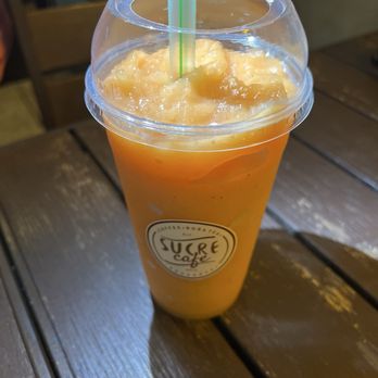 Sucre Cafe - Strawberry Mango refresher Slush   8/10 - Desserts Near Me - Plano, Texas