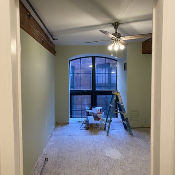 Home Verse - Custom green and white paint for this bed room, flat ceilings and newly installed fan unit and switches - Flooring Near Me