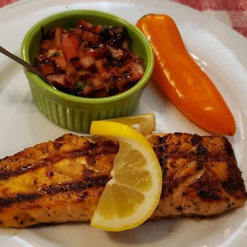 Freddie's Restaurant - Grilled salmon with Italiano topping on the side - Italian Near Me - Kure Beach, North Carolina