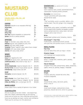 Menu photo 3 The Mustard Club Birmingham, AL