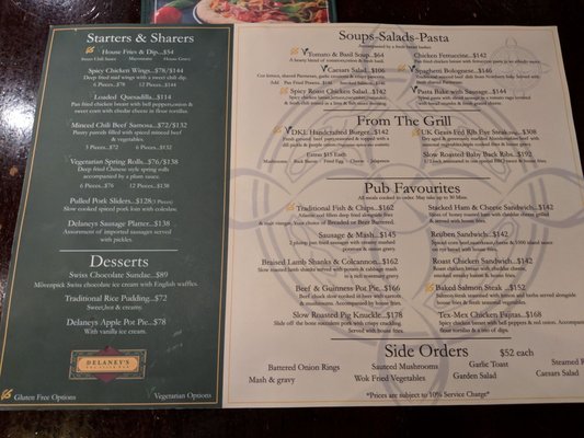 Menu photo 1 Delaney's Kowloon Hong Kong, HK Menu photo 1 Delaney's Kowloon Hong Kong, HK