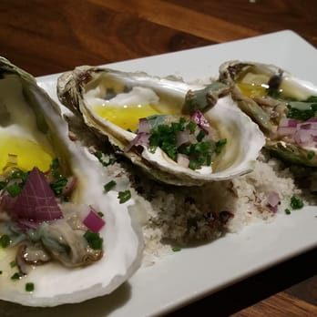 Barcelona Reston - Escabeche (War Shore Oysters) - . a bit of sweet vinegar, chives, onions. - Tapas/Small Plates Near Me - Reston, Virginia