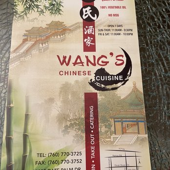 Wang's Chinese Cuisine - Menu - Chinese Near Me - Cathedral City, California Wang's Chinese Cuisine - Menu - Chinese Near Me - Cathedral City, California