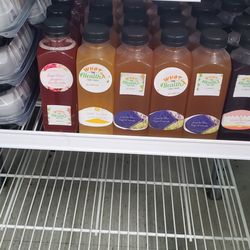 What the Health Food Truck - Grab and go Items at the memphis kitchen co-op marketplace. Raw Sugar Lemonades and Jack fruit plates to go