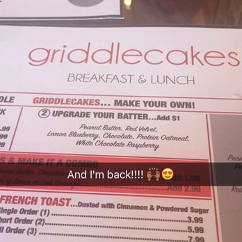 Griddlecakes - The red velvet griddle cakes are to die for!!!!! - American Near Me - Las Vegas, Nevada Griddlecakes - The red velvet griddle cakes are to die for!!!!! - American Near Me - Las Vegas, Nevada