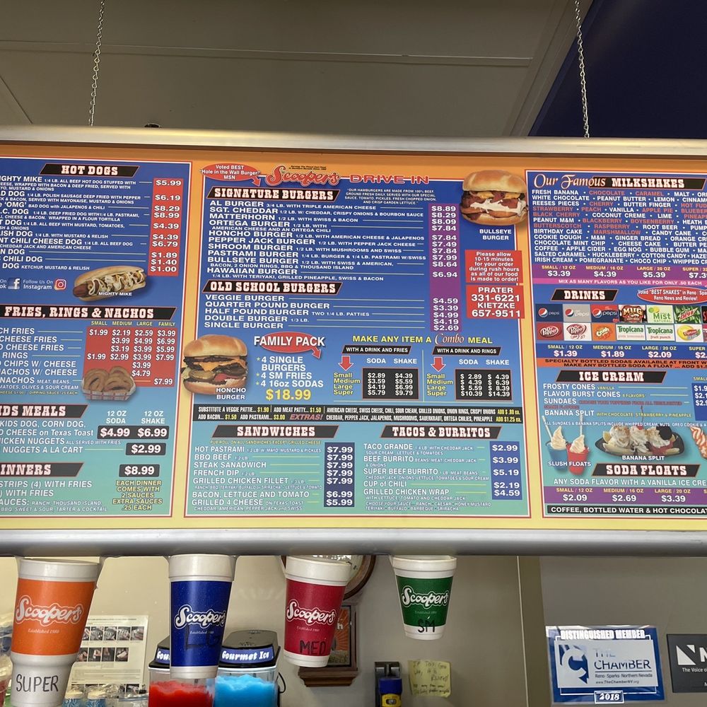 Scoopers - Menu August 2022 - Burgers Near Me - Reno, Nevada