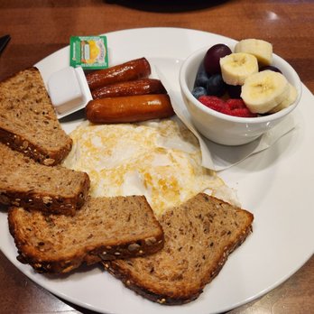 Muggn'z Family Restaurant - The standard breakfast for $11.50 in 2022.  You can have either a fruit bowl or potatoes. - Canadian (New) Near Me - Edmonton, Alberta