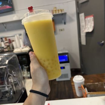 Cafe Nolo - Mango Boba with black tea & passion fruit popping pearls - Bubble Tea Near Me - Leesburg, Florida