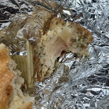 Bensi Wayne - Raw chicken inside a Chicken Milanese sandwich ordered via takeout from Bensi on Berdan on Wednesday 11/20 - Italian Near Me - Wayne, New Jersey