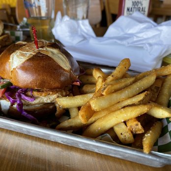 Gold Feather - Southern jerk chicken sandwich - Beer Bar Near Me - San Antonio, Texas Gold Feather - Southern jerk chicken sandwich - Beer Bar Near Me - San Antonio, Texas
