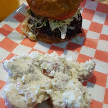 Armadillos Restaurant - Armadillo Burger w/ Blue Cheese and Red Skin Potato Salad. - American Near Me - Annapolis, Maryland Armadillos Restaurant - Armadillo Burger w/ Blue Cheese and Red Skin Potato Salad. - American Near Me - Annapolis, Maryland