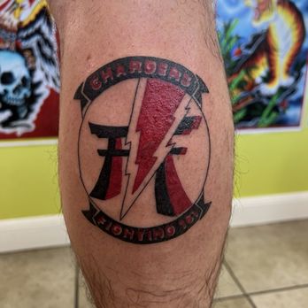 Southbound Tattoo - Right calf. My fighter squadron - Tattoo Near Me - Waxahachie, Texas
