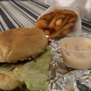 TK Burgers - Mini bargain burger and fries with side of thousand island - Burgers Near Me - Costa Mesa, California