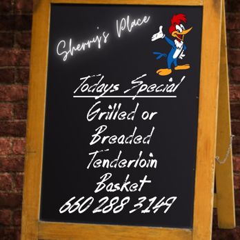 Sherry's Place - a menu on a chalkboard - Bars Near Me - Keytesville, Missouri Sherry's Place - a menu on a chalkboard - Bars Near Me - Keytesville, Missouri