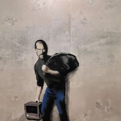 Palazzo Pallavicini - Steve Jobs image on a replica of a Banksy art piece 11/9/23