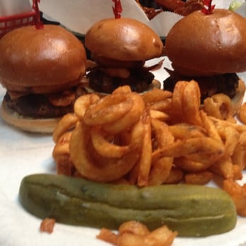 TK's American Cafe - Bacon cheeseburger sliders with curly fries - Chicken Wings Near Me - Danbury, Connecticut TK's American Cafe - Bacon cheeseburger sliders with curly fries - Chicken Wings Near Me - Danbury, Connecticut