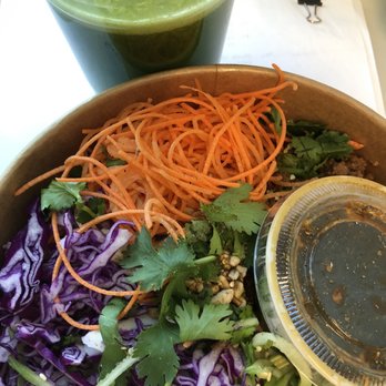 Spring Cafe - Zhajiang Noodle (Spicy), fresh green juice - Vegan Near Me - New York, New York Spring Cafe - Zhajiang Noodle (Spicy), fresh green juice - Vegan Near Me - New York, New York