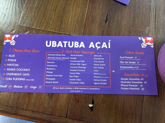 Menu photo 8 Ubatuba Açaí - Fullerton Fullerton, CA