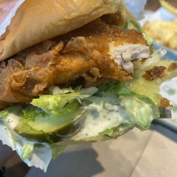 Shake Shack - Chick'n Shack - I couldn't wait and took a bite! So crispy! - Burgers Near Me - Los Angeles, California Shake Shack - Chick'n Shack - I couldn't wait and took a bite! So crispy! - Burgers Near Me - Los Angeles, California