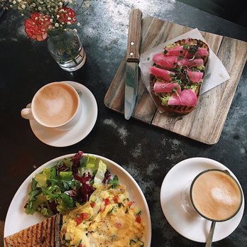 Epistrophy - Savory frittata, avocado toast & two lattes w/almond milk! - Wine Bars Near Me - New York, New York
