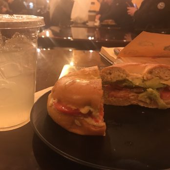 Cute Cat Cafe - Lemonade & Gandhi Bagel (tomatoes, avocado, hummus and cucumber) no cucumber on mine - Breakfast & Brunch Near Me - Ridgewood, New York Cute Cat Cafe - Lemonade & Gandhi Bagel (tomatoes, avocado, hummus and cucumber) no cucumber on mine - Breakfast & Brunch Near Me - Ridgewood, New York