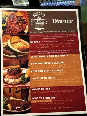Menu photo 1 Foggy's Steakhouse Christmas, MI Menu photo 1 Foggy's Steakhouse Christmas, MI