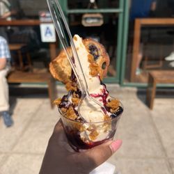 Blueberry pancake soft serve