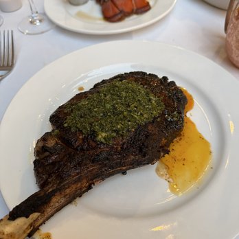 Old Original Bookbinders - Tomahawk steak was cooked to a perfect medium rare. - Seafood Near Me - Richmond, Virginia Old Original Bookbinders - Tomahawk steak was cooked to a perfect medium rare. - Seafood Near Me - Richmond, Virginia