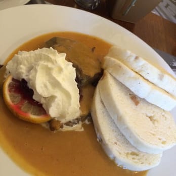 Lippert Restaurant & Cafe - beef with cream sauce, cranberry, and bread dumplings - Czech Near Me - Prague, Puerto Rico