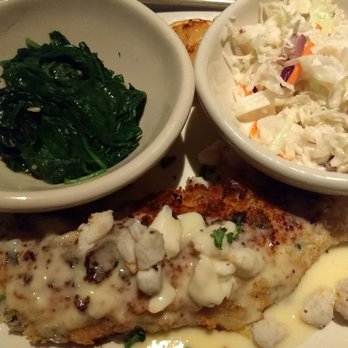 Bonefish Grill - Pan-crusted Cod with crab, spinach and coleslaw - Seafood Near Me - Paramus, New Jersey